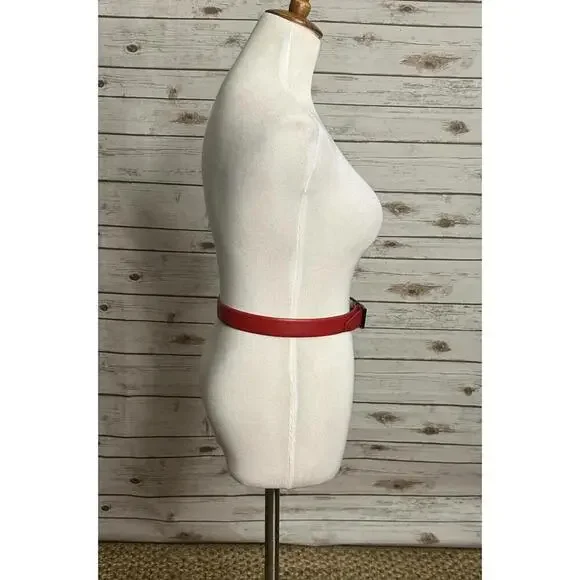 Vintage Anne Klein business casual corpcore red geniune leather belt Size Small - Picture 3 of 5
